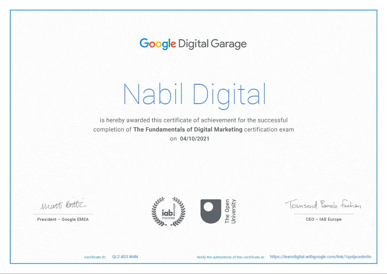 Google Digital Garage-Digital Marketing Fundamentals