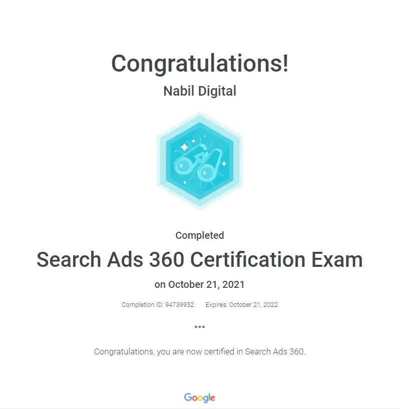 Search Ads 360 Certification